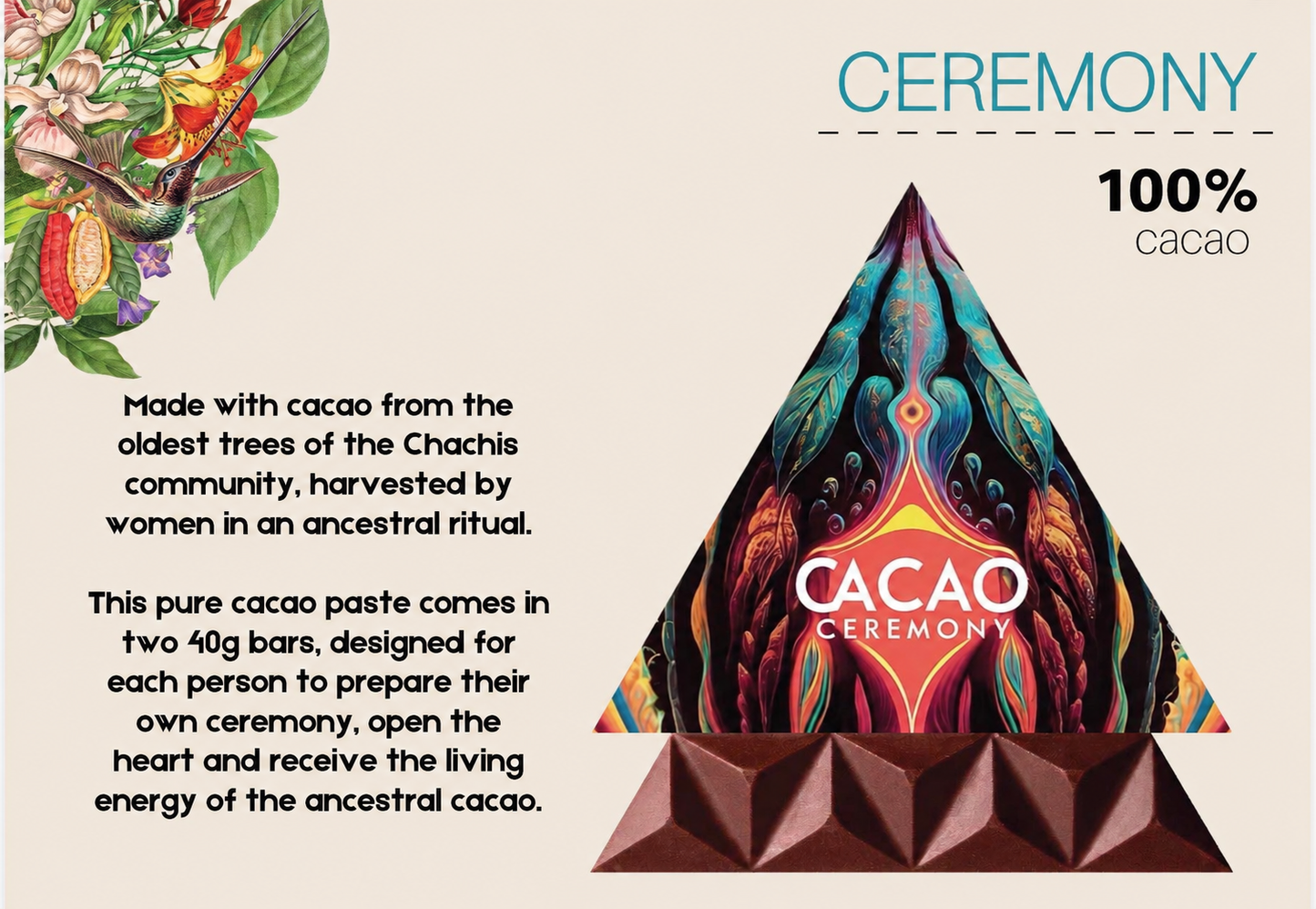 100% Ceremonial Cacao Bar – Functional Superfood | 80g (2 x 40g)