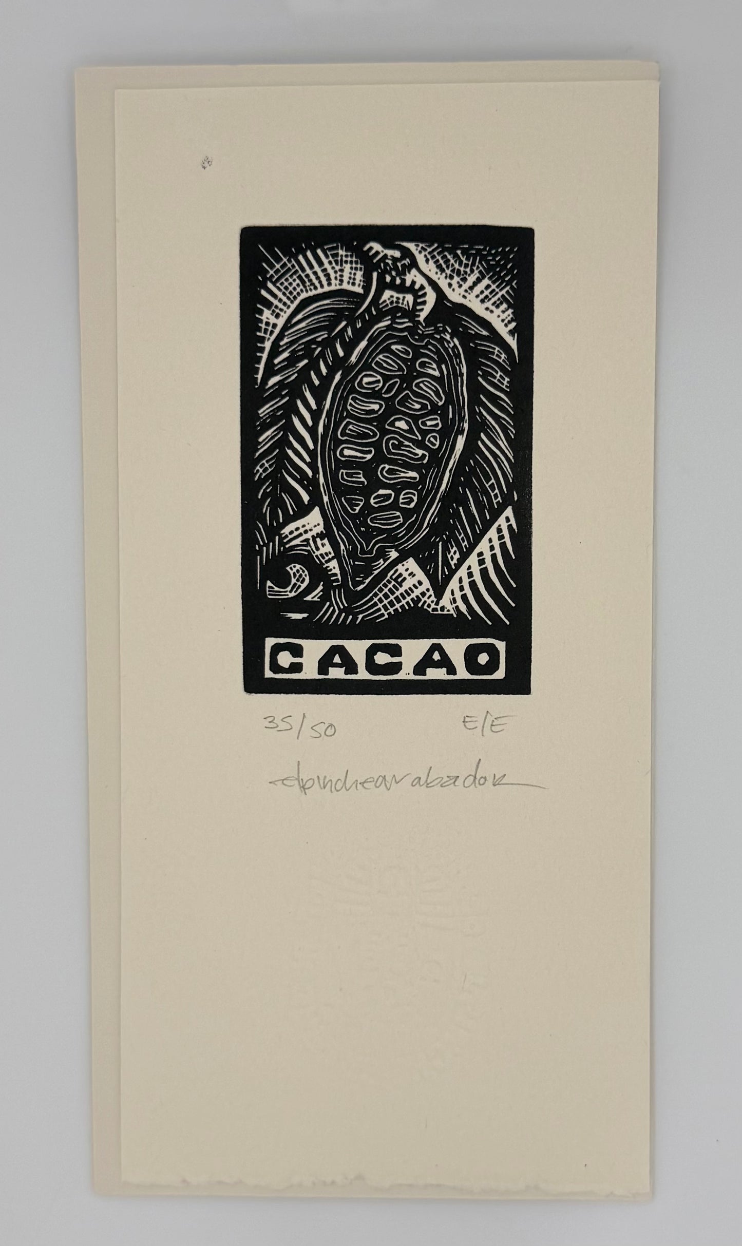 Oaxaca Cacao Lithography Print on Recycled Paper (4x7) | El Pinche Grabador