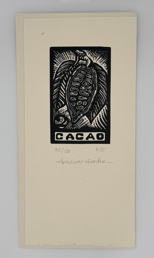 Oaxaca Cacao Lithography Print on Recycled Paper (4x7) | El Pinche Grabador