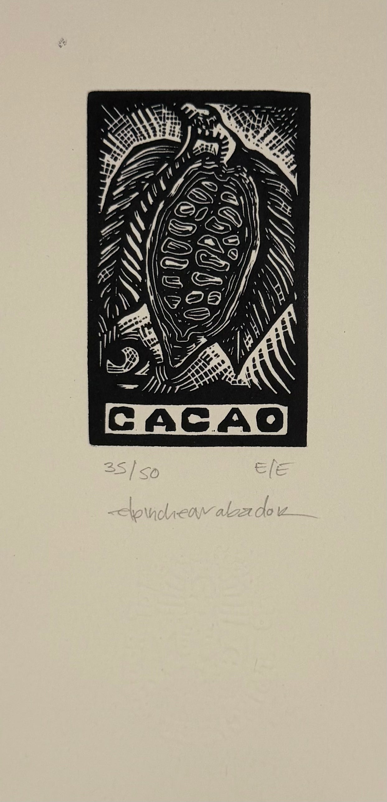 Oaxaca Cacao Lithography Print on Recycled Paper (4x7) | El Pinche Grabador