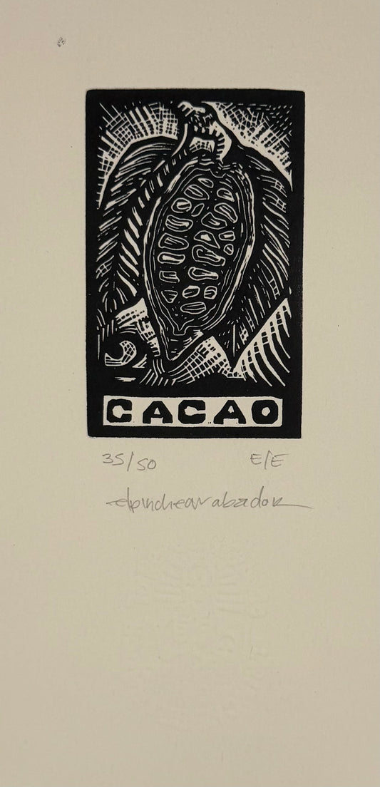 Oaxaca Cacao Lithography Print on Recycled Paper (4x7) | El Pinche Grabador
